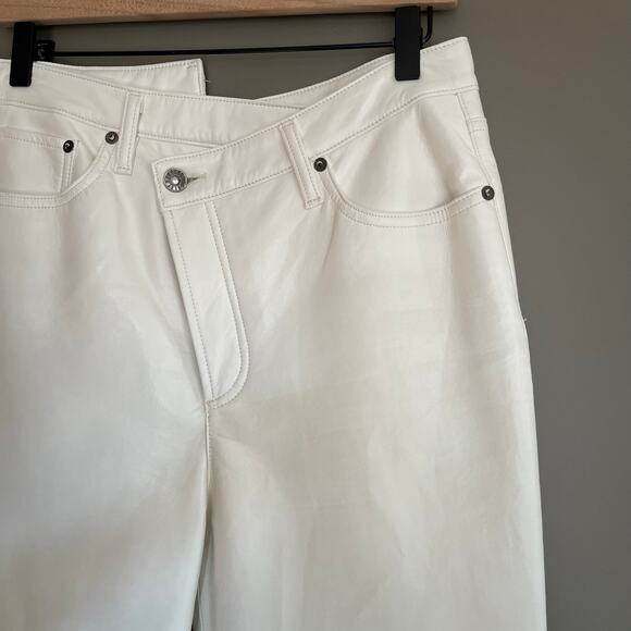AGOLDE Recycled Leather Criss Cross Straight Pants Lace White Size 27 Crossover - Picture 12 of 16